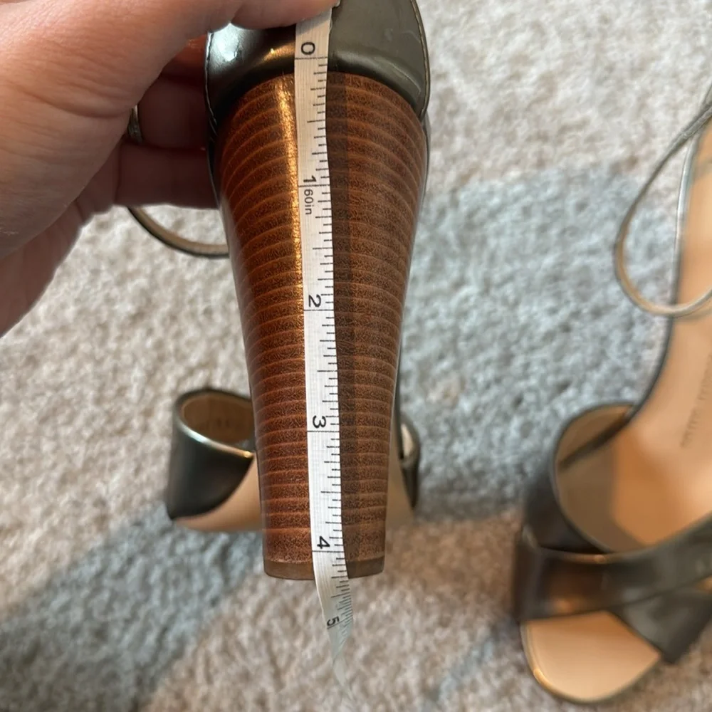 Giuseppe Zanotti strapped‎ bronze and wood block heels size 39.5
